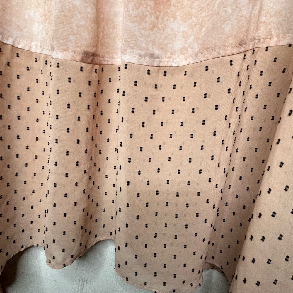 LOGO Lori Goldstein Peach Rose Green Sheer Sleeveless Duster Size Large - Picture 5 of 6